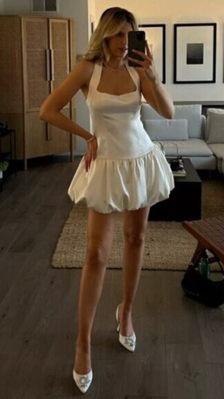 NWT Reformation Babette 100% Silk Ivory Satin Halter Drop Waist Mini Dress Sz 8
